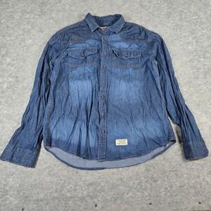 Jack South Mens Blue London Western Workwear Denim Shirt XL